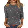 3/4 Sleeve Shirts For Women  Print Graphic Tees Blouses Casual Plus Size Basic Tops Pullover