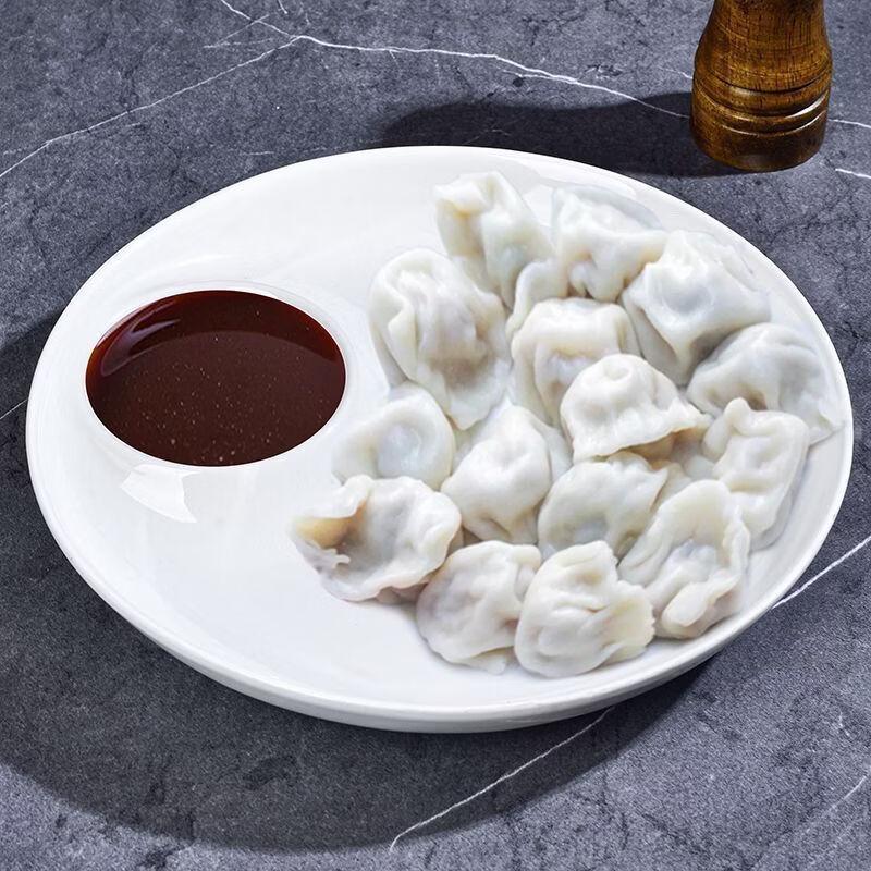 White Ceramic Divided Dumpling Plate