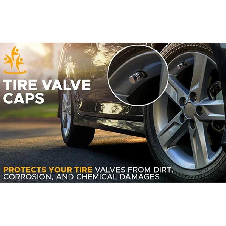 Dustproof Universal Aluminum Valve Stems Caps - 4-Piece Hub Protectors for Car Motorcycle Bicycle Tire Valves Valve Stems 1