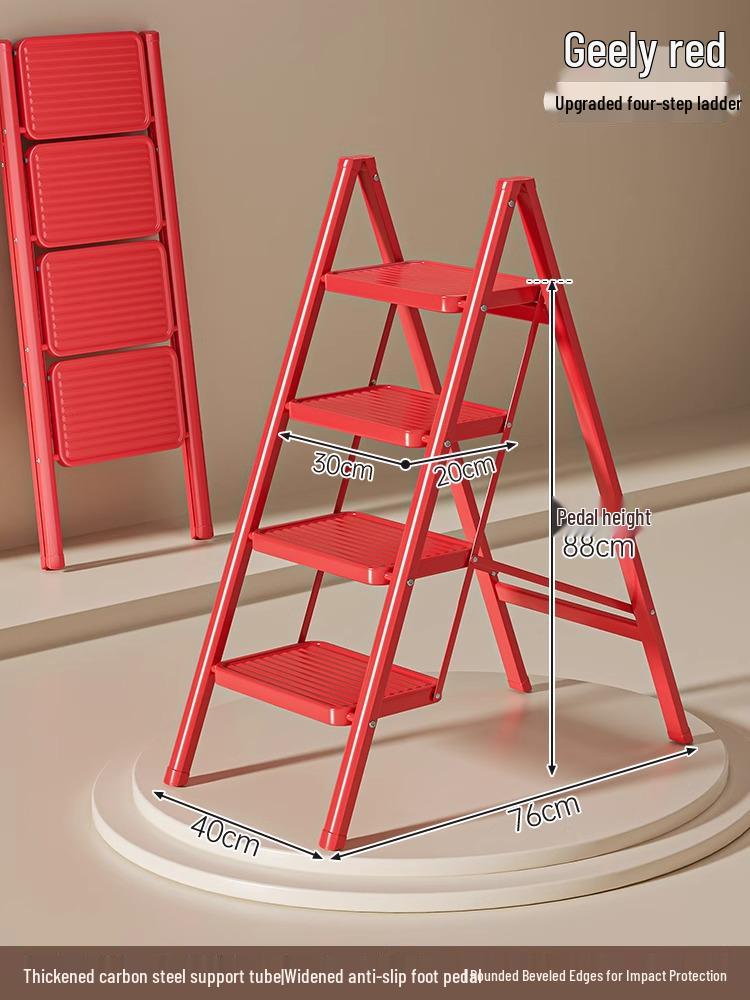 Telescopic Folding A-Frame Ladder: Thickened Indoor Multi-Functional 4-Step Stool