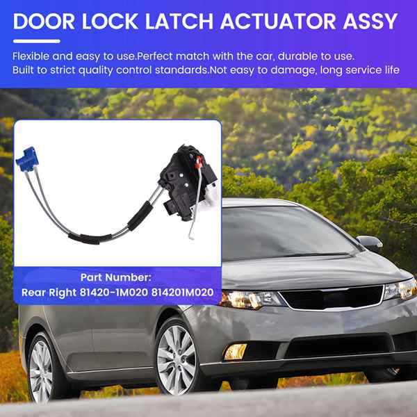Compatible with 2009-2017 Kia Forte LHD: Right Rear Door Lock Assembly 814201M020.