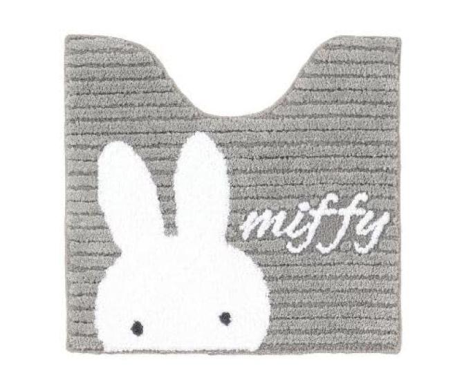 Miffy Toilet Mat Includes Toilet Lid and Paper Holder Senko Prima Miffy Toilet Cover Set with Adhesive A cute character 4-Piece Set, Gray, 58x60cm,