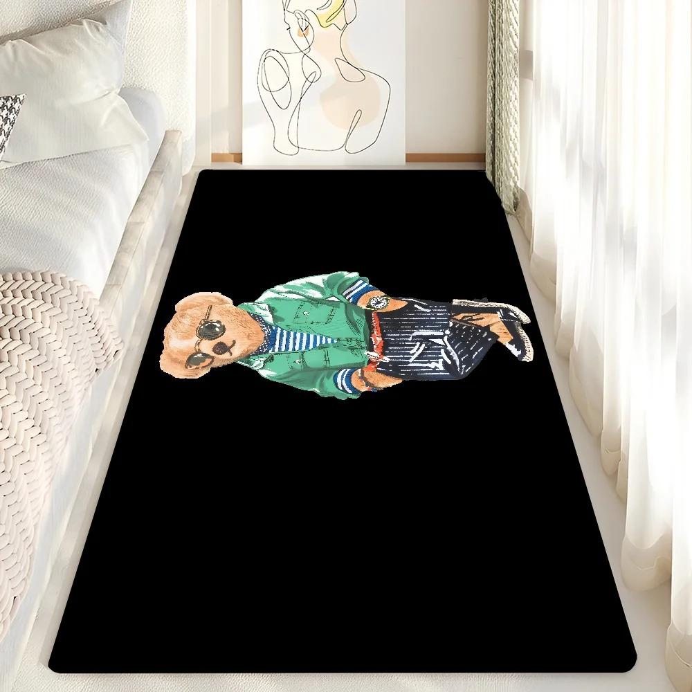 Cute Teddy Bear Happy Floor Mat Bathroom Mat Kids Room Bedroom Decoration Balcony Anti-Slip Doormat Living Room Welcome Rug INS