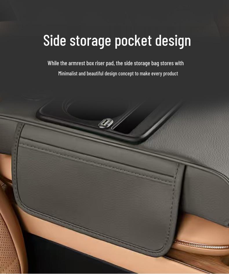 Universal Car Armrest & Tissue Charging Box: Extended & Thickened Four-in-One Heightening Pad