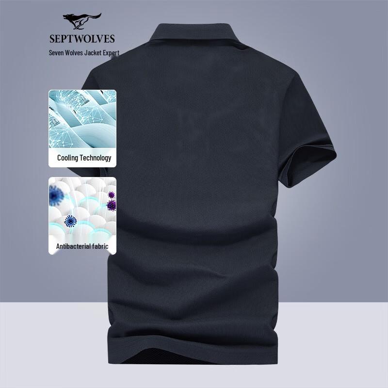 Septwolves Men s Embroidered Polo T-Shirt XXL