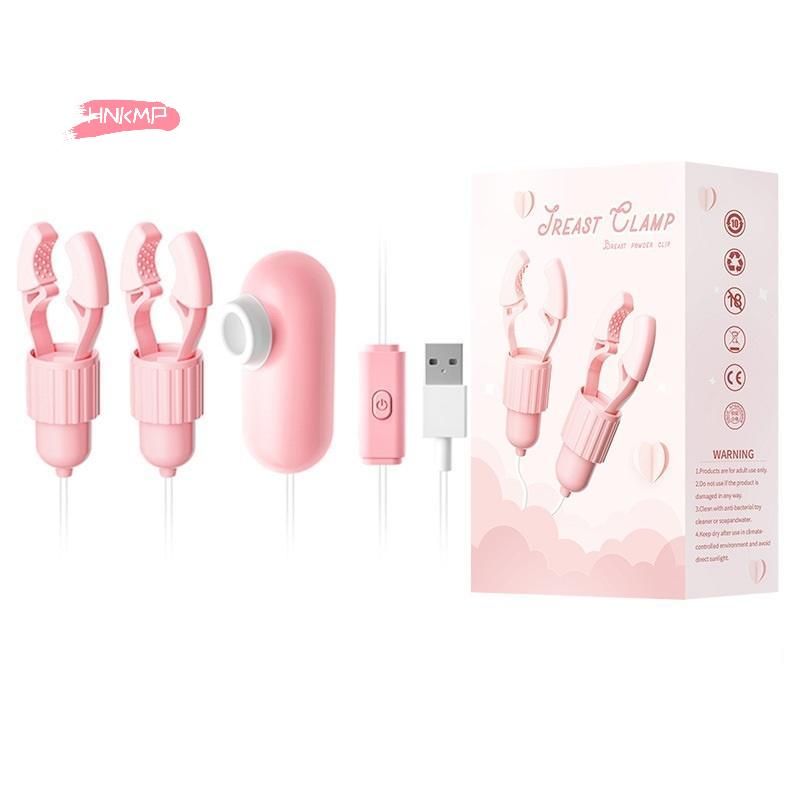 Women's Nipple Clamps Vibrator with Tongue Licking Strong Sucking Breast Massage Adult Vibrating Toy Female Masturbator