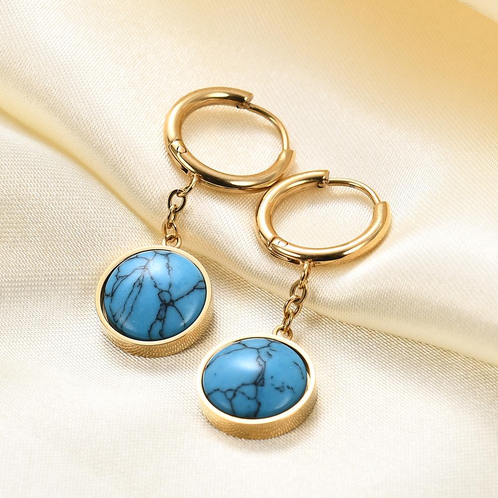 Elegant 3D Turquoise 12MM Pendant Earrings with Stainless Steel Clasps for Women