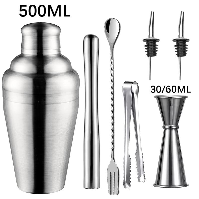 500Ml New Cocktail Shaker Set Stainless Steel Bartender Kit Professional Cocktail Mixer Wine Martini Shaker Party Bar Tools