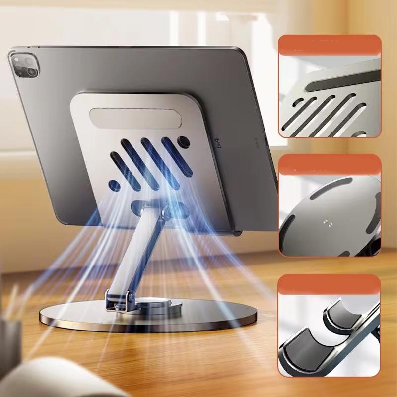 360 Tablet Desk Mobile Phone Holder Stand Foldable Lazy Bracket Adjustable Alloy Aluminum Desktop Mount for Iphone Ipad Samsung