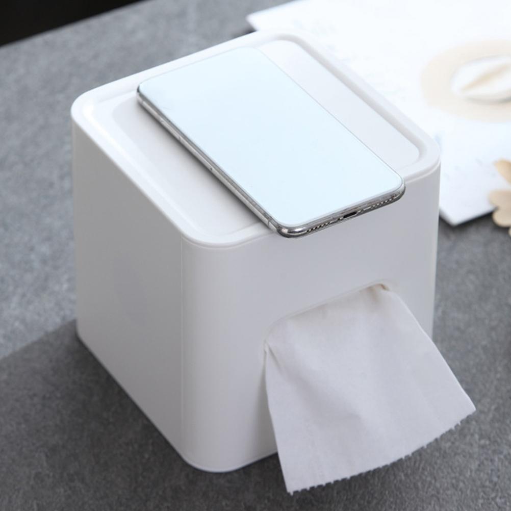 White Roll Paper Box Plastic Cube Tissue Container Square Tissue Box Cover Paper Towel Holder Tissues Cube Boxes Simple bianco