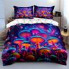 "Colorful Neon Mushroom Pattern" Bedding Duvet Cover Set Duvet Cover Pillowcases (1 * Duvet Cover 2 * Pillowcases, Without Duvet Insert)