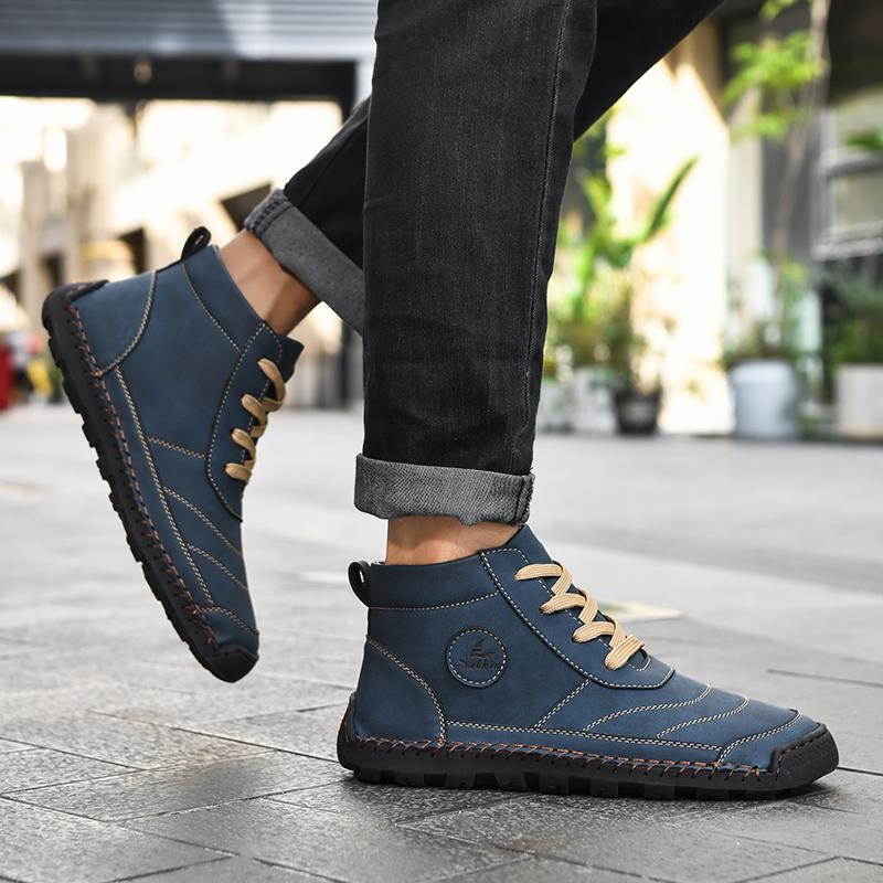 Ručně vyráběné dělené kožené boty Pánské boty Pohodlné kotníkové boty Pro muže Obuv pro volný čas Obuv na nástroje velké velikosti