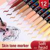 12/24 Skin Acrylic Paint Marker Pens,Soft Brush Nib Skin Tones Art Markers for Rocks Tiles Ceramic Wood Painting Art Supplies