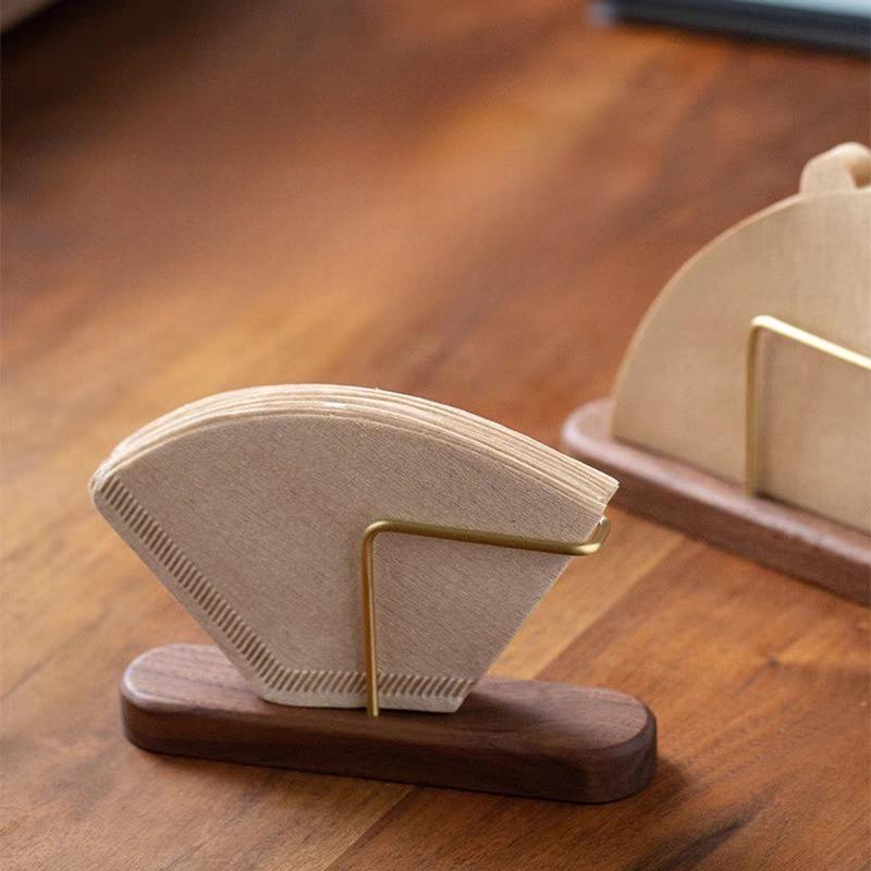 Porta Carta Filtro Caffè in Legno Scatola Portaoggetti Verticale per Filtri di Carta a Forma di Ventaglio a V Accessori Macchina da Caffè