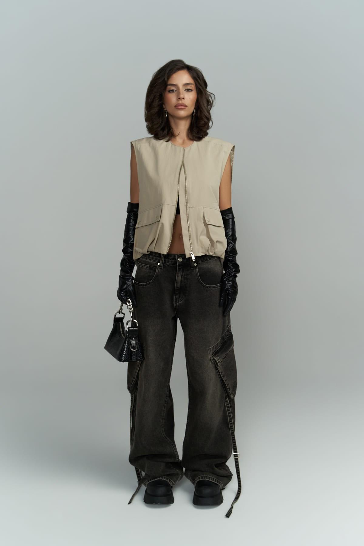 

Черные джинсовые брюки карго Roger L чёрный