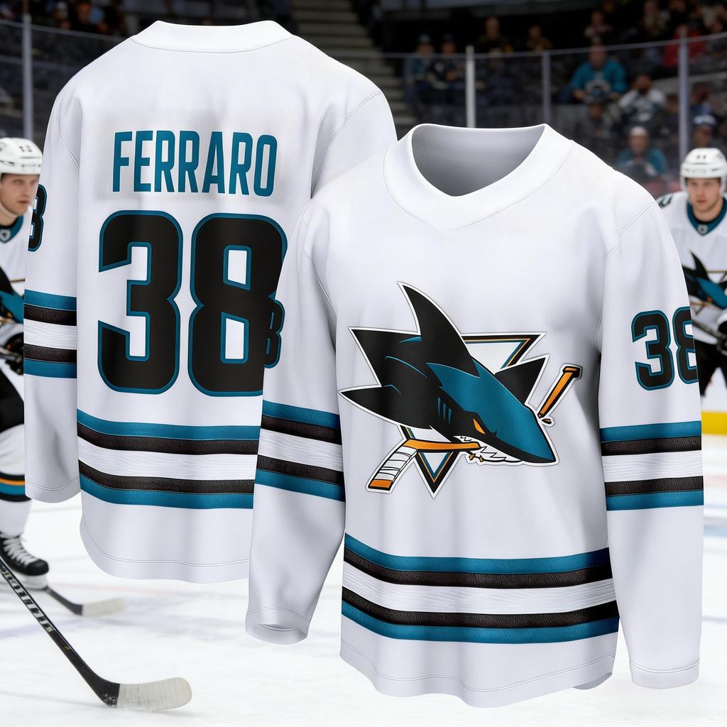 Maglia Sportiva da Hockey su Ghiaccio più Venduta 2026 Uomo Serie Squalo Stampata 3D Traspirante Asciugatura Rapida Bianco Manica Lunga Top Bambini