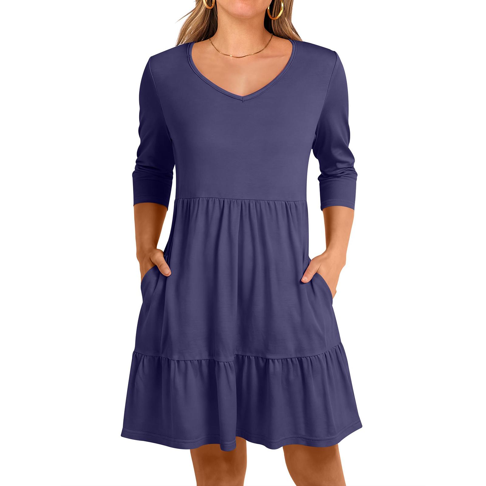 

Ladies Casual 3/4 Sleeve Dress L синій