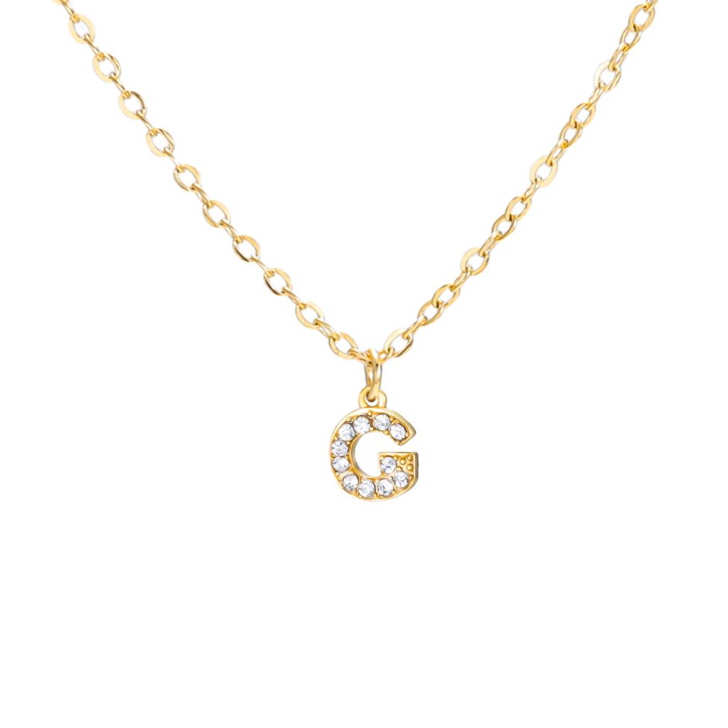 A-Z Initial Letter Pendant Necklace Gold Color Stainless Steel Clear Zircon Women Trendy Choker Minimalist Alphabet Jewelry Gift