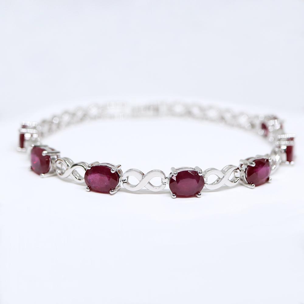 

Bolaijewelry Драгоценный и Элегантный Браслет из Натурального Рубина с заполнением Июльский Камень Рождения Благородный Настоящий драгоценный камень Женские изящные украшения Помолвка и Юбилей 19cm белый
