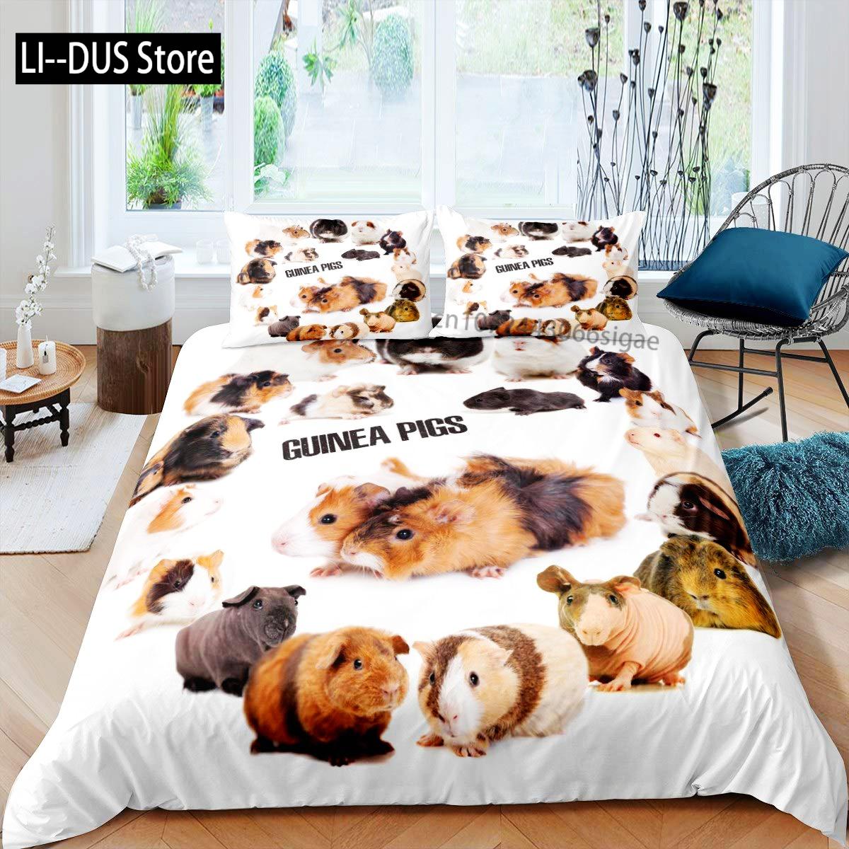 

Cute Hamster Bedding Set Full Size 3 Pieces Comforter Cover for Kids Girls Duvet Cover Cartoon Quilt Cover with 2 Pillow Sham EU Single(135*200cm)3pcs