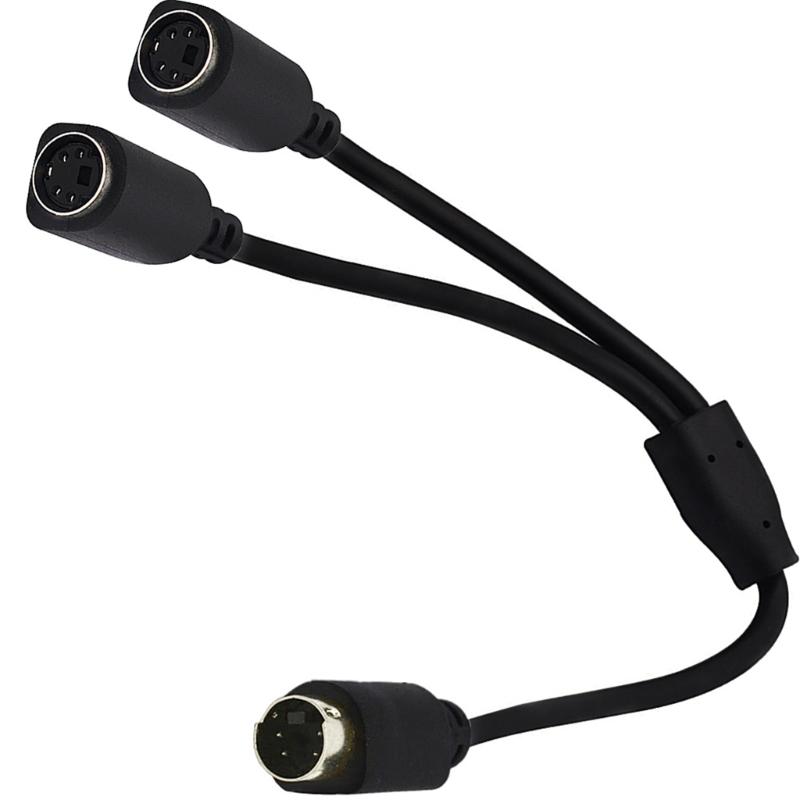 S-Video 4 Pin Mini DIN Y Splitter Connectors Cable Extension Cable 4 Pin S-Video Male to 2 Female Splitter for TVs VCRs