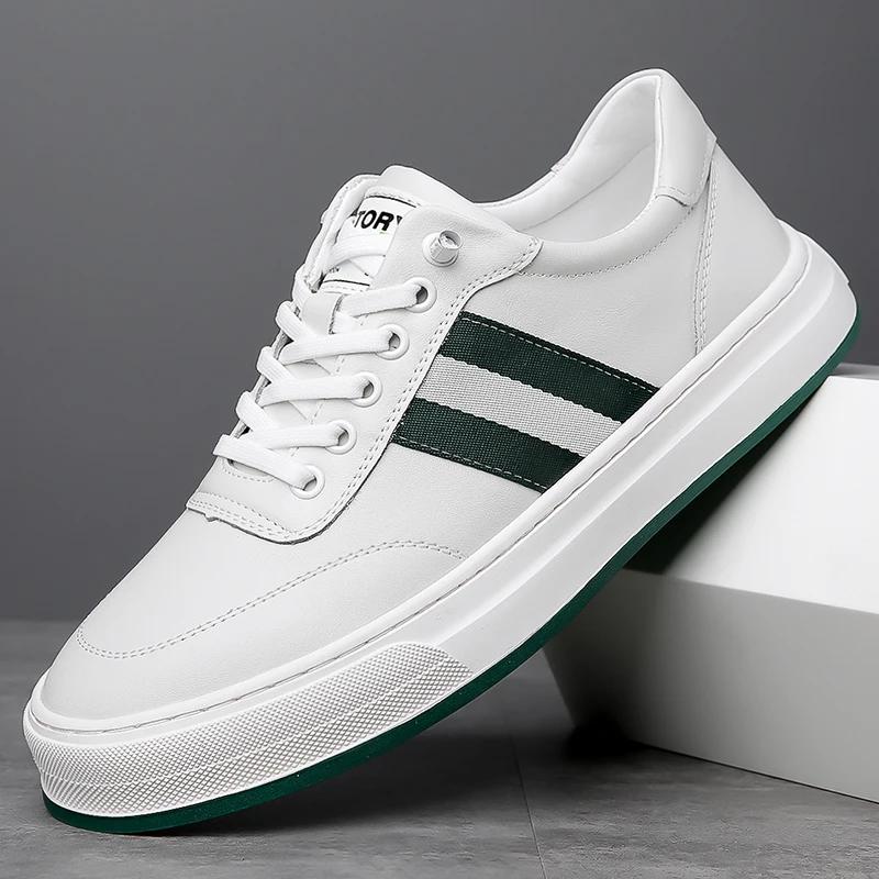 Fashion New Thick Soled Casual Leather Board Shoes Men Outdoor Walking Shoes Comfy Lightweight Oxford Shoes Breathable Vulcanized Shoe