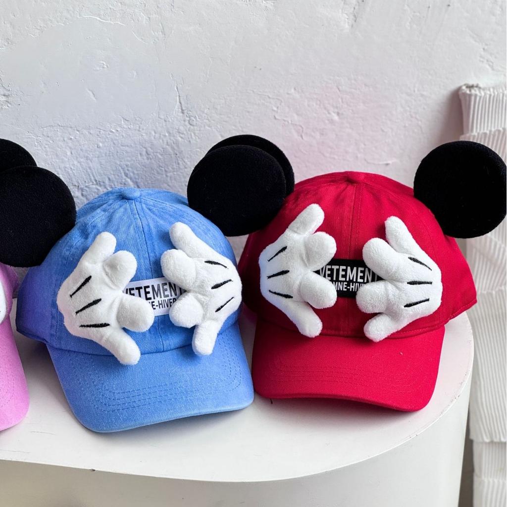 Original homemade cartoon cover face Mickey parent-child baseball cap polished cotton children's cap outdoor outing hat