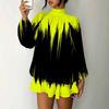 Women's 3D Gradient Brushstroke Print Mock Neck Long Sleeve Dress, Raglan Sleeve Fake Two Piece Mini Dress