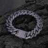 NUOYA Hip Hop Jewelry 15mm Black Plated Iced Out Purple Cubic Zirconia Two Row Diamond Prong Miami Cuban Link Chain Bracelet