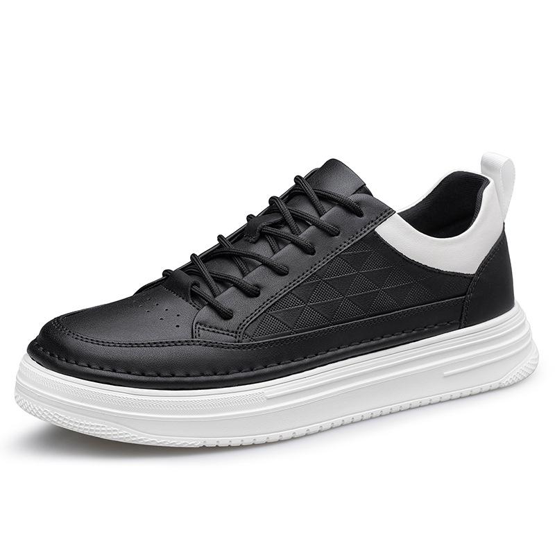 Men s Spring Height-Boosting White Sneakers: Versatile, Lightweight, Low-Top Lace-Up Casual Skate Shoes 43
