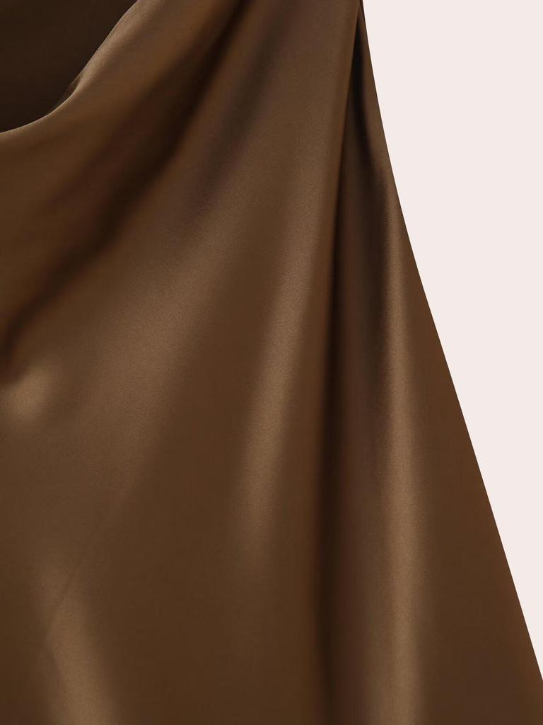 Women's Spring 2025 European & American Style Backless Silk Satin Midi Dress