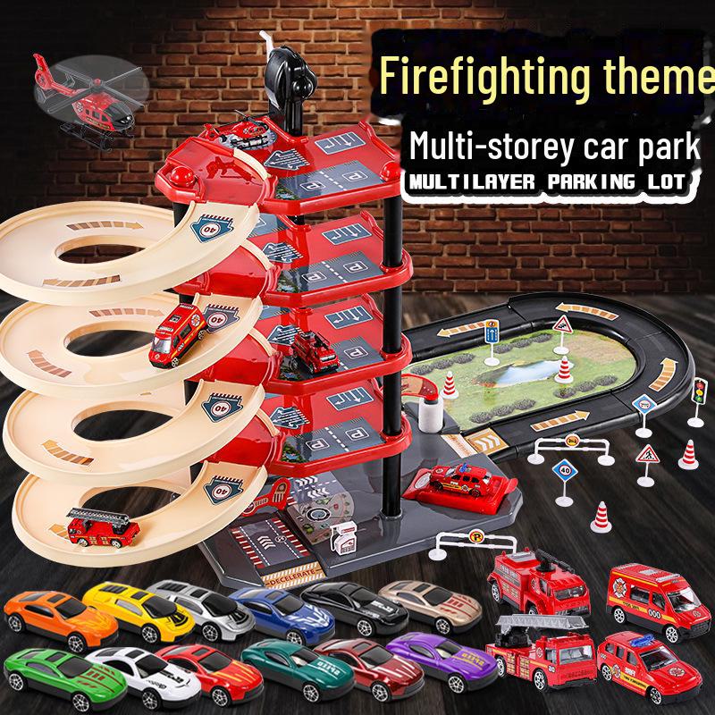 "Kinder-Parkturm aus Legierung: Mehrstufiges Hebe-Abenteuer-Puzzle-Spielset"