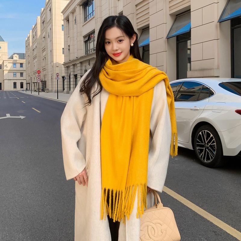 Luxury Faux Mink Scarf Women Men Solid Color Winter Warm Shawl Korean Style Chic Neck Wrap 208x70cm