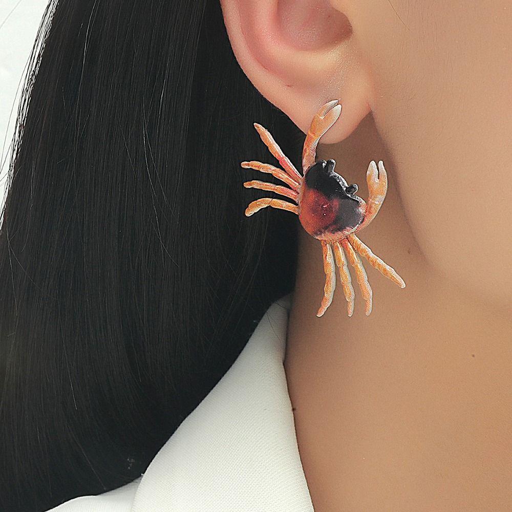 1Pair Summer Ocean Sea Style Crab Earrings Pierced Stud Earring Animal Ear Studs  for Women Girls