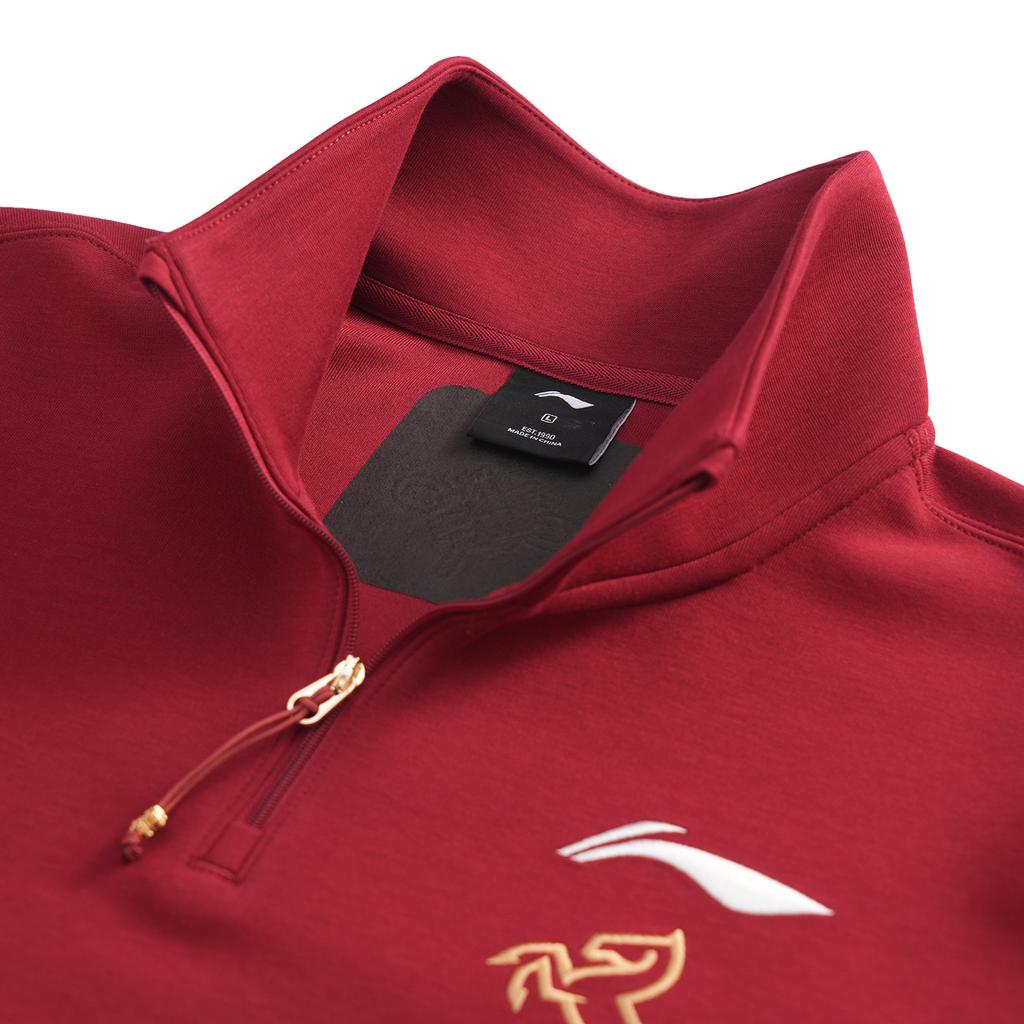 Li Ning Badminton Serie Stehkragen Buchstabenmuster Besticktes Sweatshirt Unisex Sweatshirt AWDWA47-2