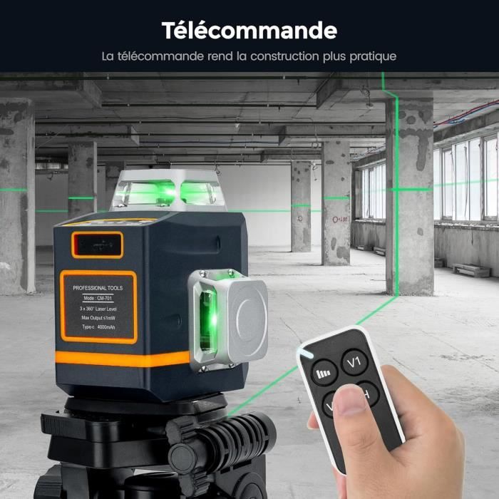 Niveau Laser - CIGMAN - CM-701 - Vert - 3x360° - Télécommande Et Support Magnétique