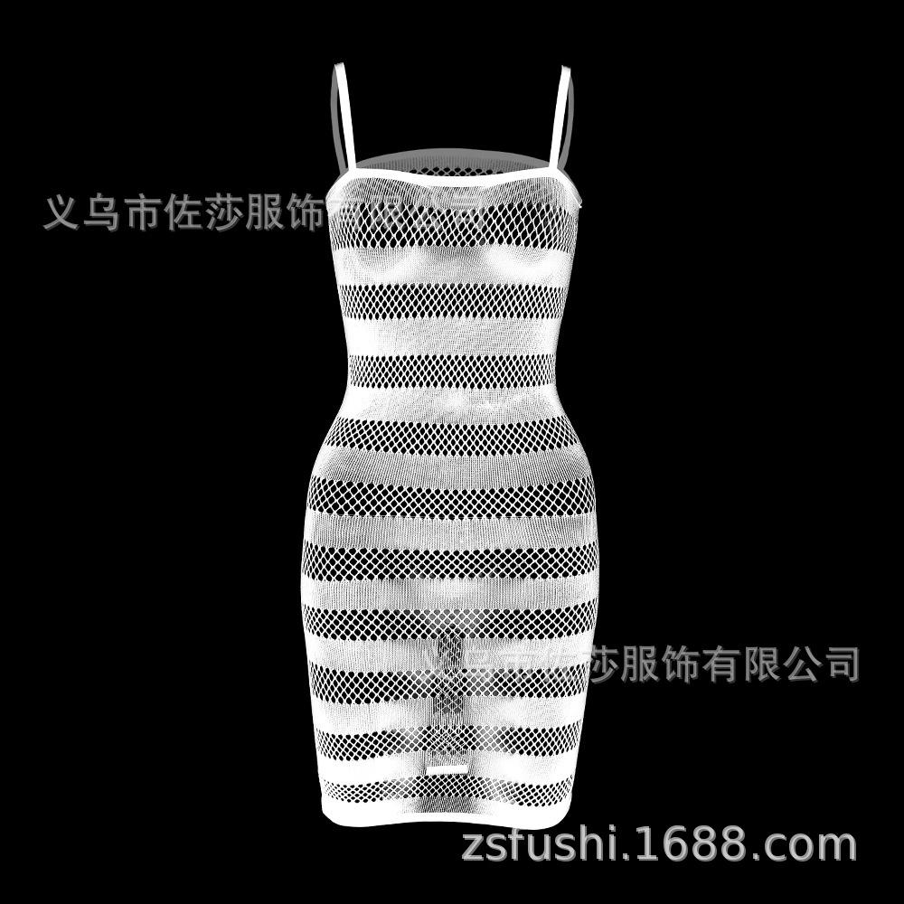 Sex underwear black nightdress mesh striped suspender skirt short sexy perspective pajamas nightclub