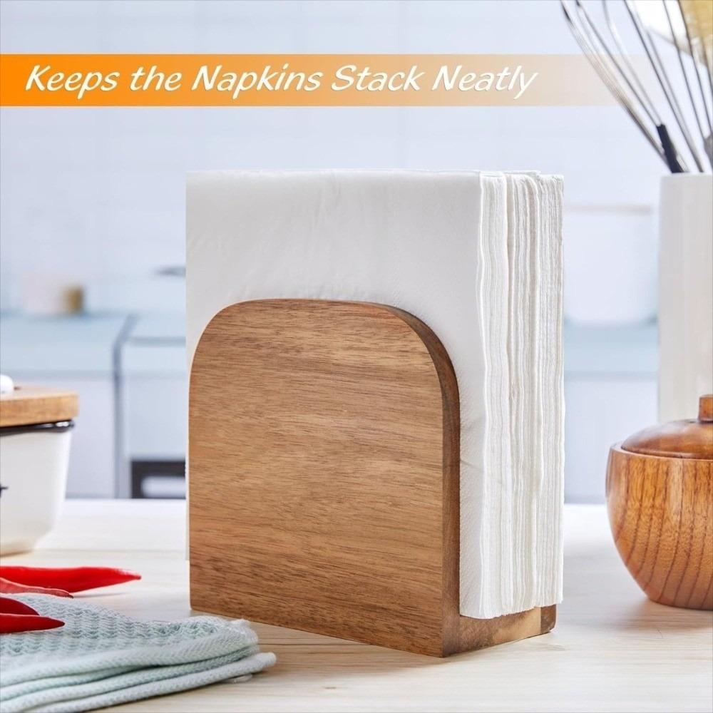 Classic Wooden Napkin Holder Countertop Dining Table Decoration Standing Napkin Dispenser Tissue Box Party