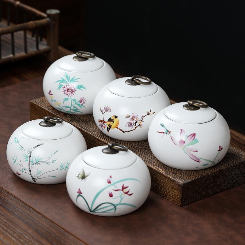 Ceramic Tea Caddy Souvenir: Small Moisture-Proof Jar for Pu-erh & White Tea, Ideal Gift with Logo
