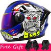 Gloves + Neck ZXC Double Lens Full Cover Helmet Men Women Riding All Round