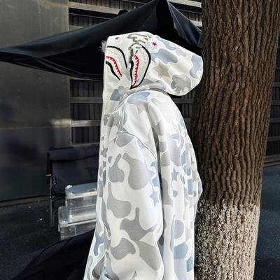 American Retro Double Hat Camouflage Hooded Sweater Men's and Women's Spring Zipper Cardigan Jacket