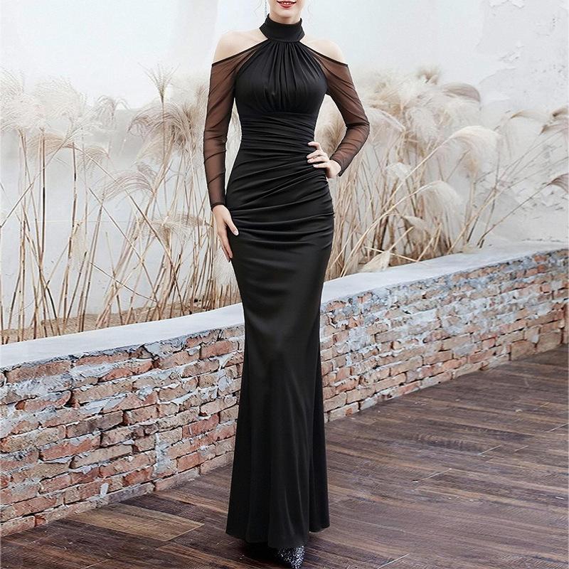 

Spring New Women S Clothing, European And American Dresses, Temperament Fishtail Waist Thin Dress 3XL чорний