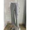 Solid Color Casual Sports Loose Pocket Drawstring Women's Sweatpants