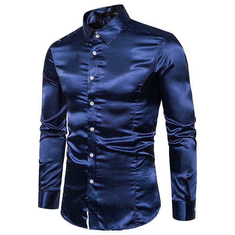Men's 2023 Autumn Long Sleeve Shiny Casual Fashion Shirt - European Size