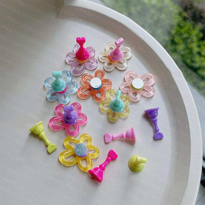 Flowers Nail Stand For Press On Nails Acrylic Shower Shelves Nail Display Magnetic Holder Manicure Organizer Tools