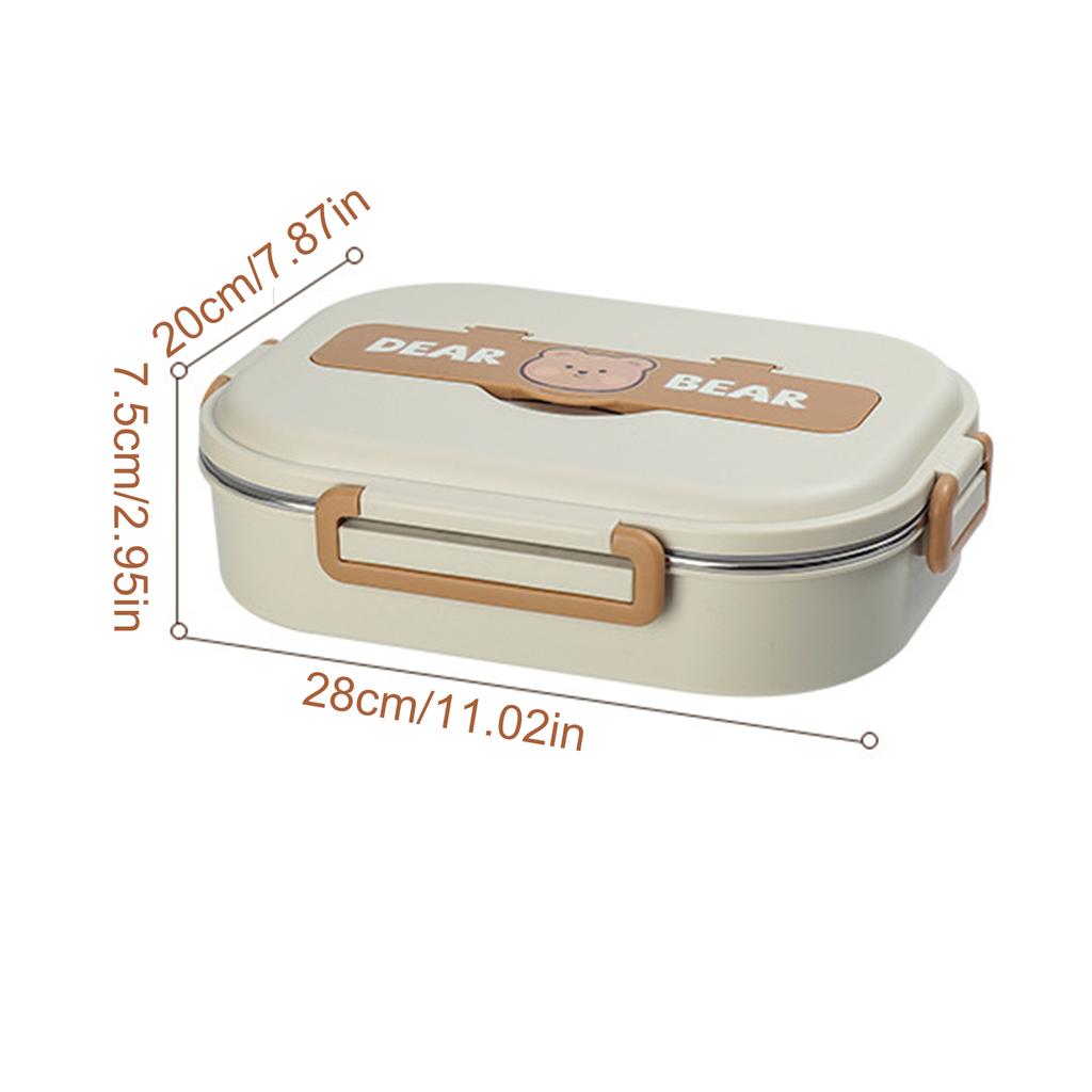 304 Stainless Steel Lunch Box Insulation Foot Container Microwavable Students Bento Case With Spoons or Chopsticks