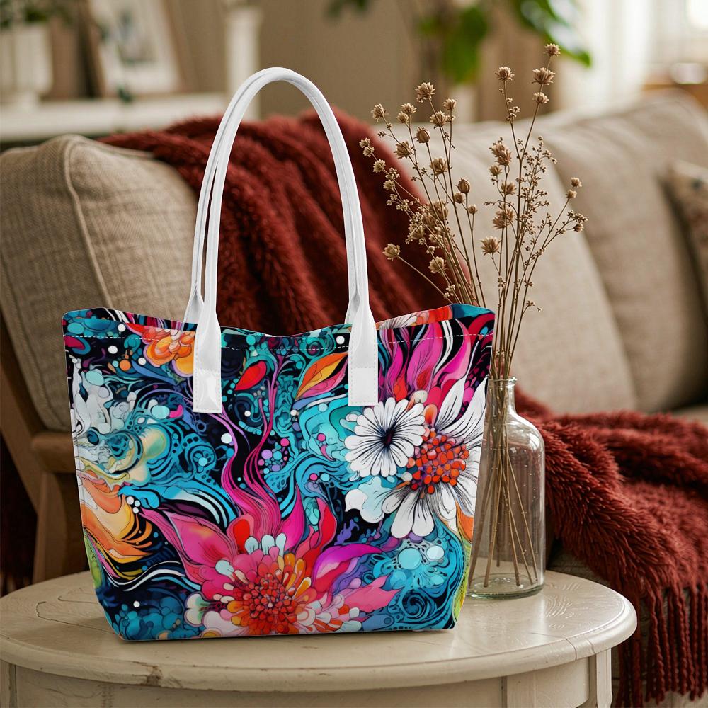 Floral Print Stylish Tote Bag Fashion Daily Outdoor Casual Carry Bag