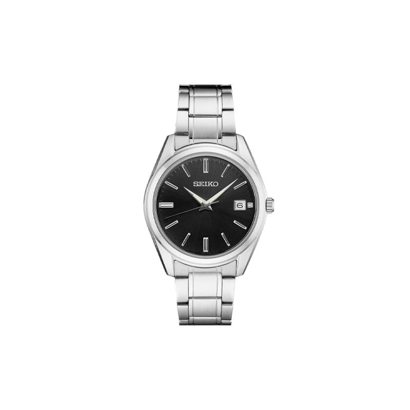 

SEIKO other series 100 meters waterproof Quartz Steel Strap men s watch black dial SUR311