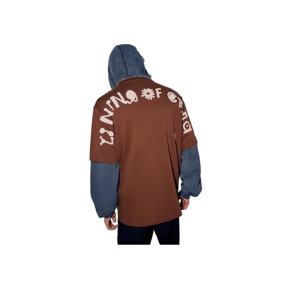 Li Ning Letter Pattern Printed Short Sleeve T-Shirt Unisex Tops Earth-Brown AHST659-2