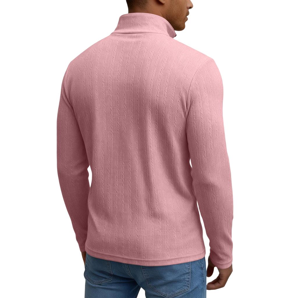 Maglia Casual da Uomo con Zip Corta e Maniche Lunghe
